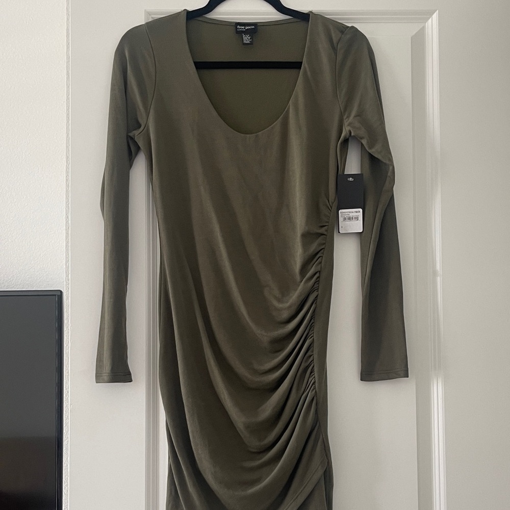 Free Press Khaki green Long Sleeve Dress